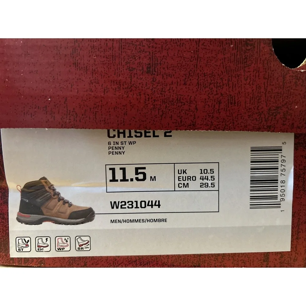 Wolverine Chisel 2 Steel Toe Waterproof Hiking/Work Boot Men's 11.5M W231044 - Picture 8 of 9
